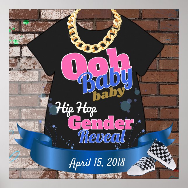 Oj Baby Baby-Hip hop Gender Reveal Party-tecken Poster (Framsidan)