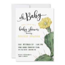 Oj Baby Blommigt Succulent Baby Shower-inbjudan
