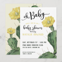 Oj Baby Blommigt Succulent Baby Shower-inbjudan Inbjudningar