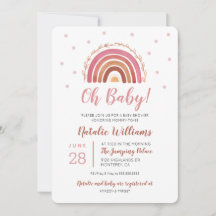 Oj, baby boho regnbåge baby shower inbjudan