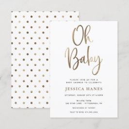 Oj, Baby Gold Foil Baby Shower-inbjudan Inbjudningar