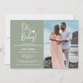 Oj Baby Grönt Anpassningsbar Foto Couple Shower Inbjudningar