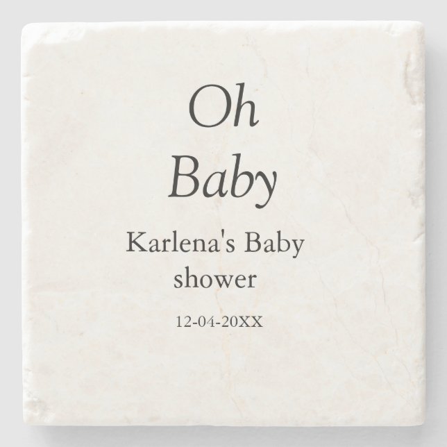 Oj baby lägg till namn babyduschdatum, minimalt t stenunderlägg (Framsidan)