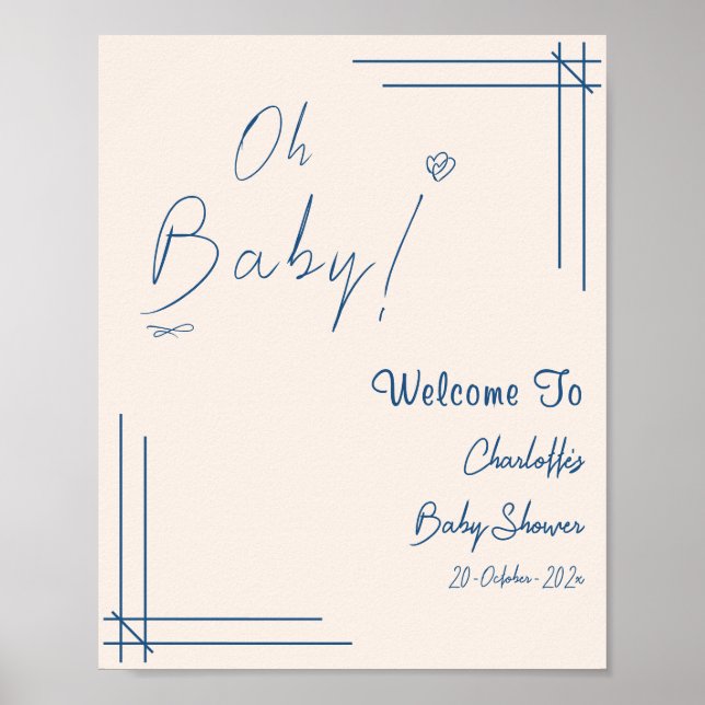 Oj, baby! Minimalistiskt könsneutralt babyshower Poster (Framsidan)