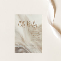 Oj Baby Neutralt Marble Baby Shower-inbjudan