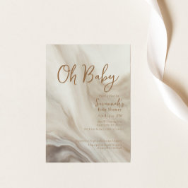 Oj Baby Neutralt Marble Baby Shower-inbjudan Inbjudningar