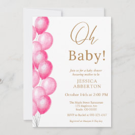Oj, baby! Rosa Guld flicka baby shower Inbjudningar