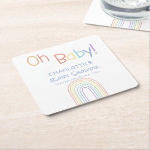 Oj, baby! Sött Färgglatt Regnbåge Bebis Shower Underlägg Papper Kvadrat