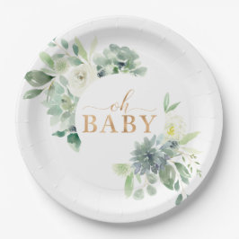Oj Baby Succulary Baby Shower Pappra Tallrikar