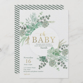 Oj Baby Succulent Baby Shower-inbjudan Inbjudningar