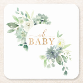 Oj Baby Succulent Baby Shower Papper Underlägg Kvadrat