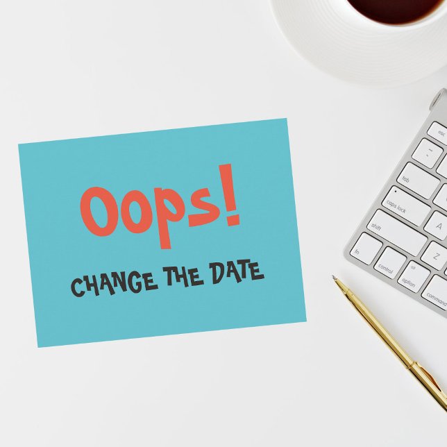 Oj, byt datum bröllop byt datum meddelande vykort (Skapare uppladdad)