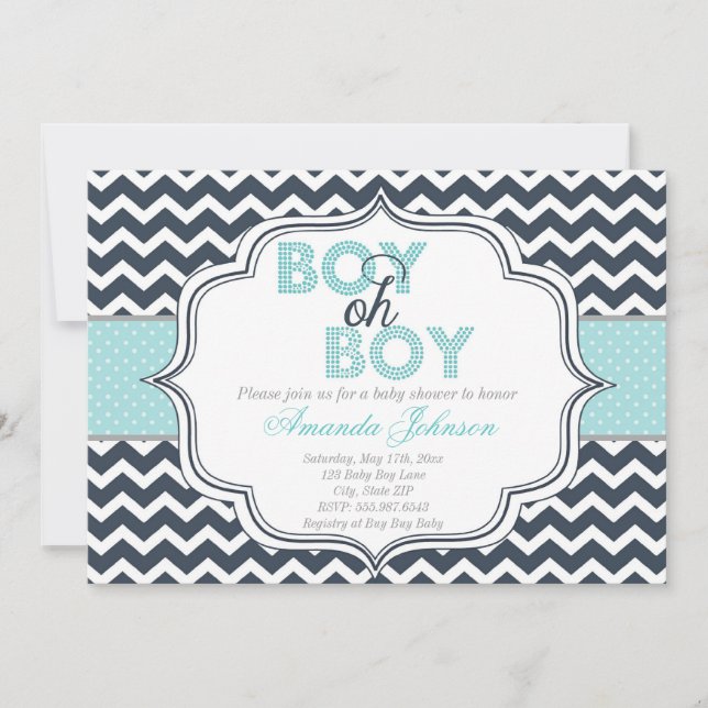 Oj, Chic Chevron Baby Shower-inbjudan Inbjudningar (Framsida)