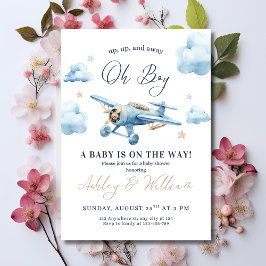 Oj då! Äventyr väntar Flygplanspojke Baby Shower Inbjudan