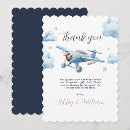 Oj då! Äventyr väntar Flygplanspojke Baby Shower Tack Kort