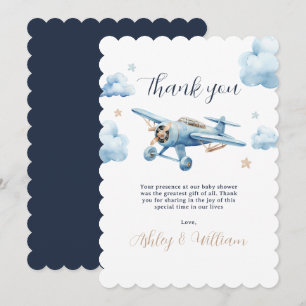 Oj då! Äventyr väntar Flygplanspojke Baby Shower Tack Kort
