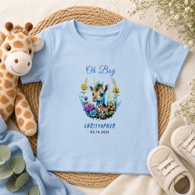 Oj då! Bebisgiraff Baby Shower  T Shirt (Oh Boy! Baby Giraffe Baby Shower T-Shirt)
