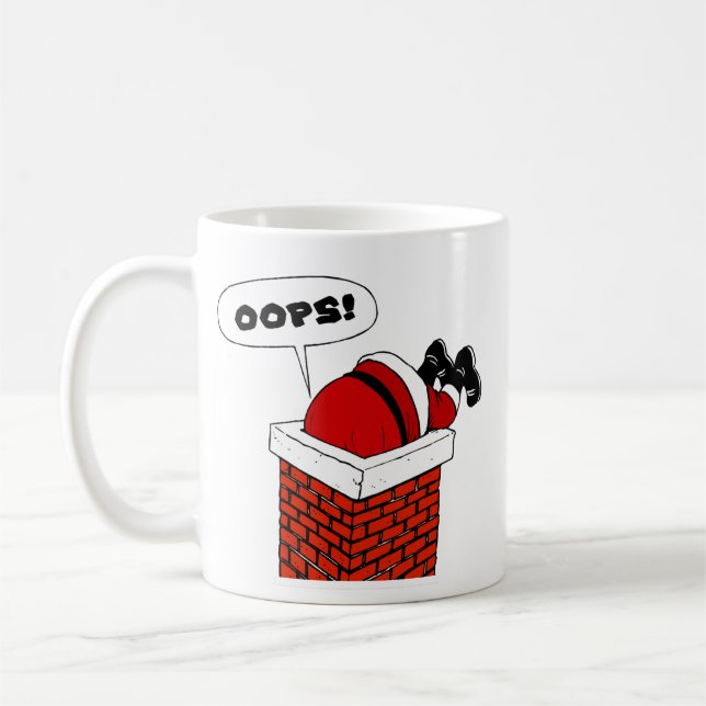 Oj då fastnade tomten i skorstenen kaffemugg (Vänster)