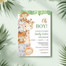 Oj då! Safari Baby Shower Inbjudan
