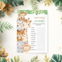 Oj då! Safari Baby Shower | Ordkrypteringslek