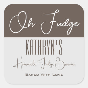 "Oj Fudge" Personlig Matetikett Fyrkantigt Klistermärke
