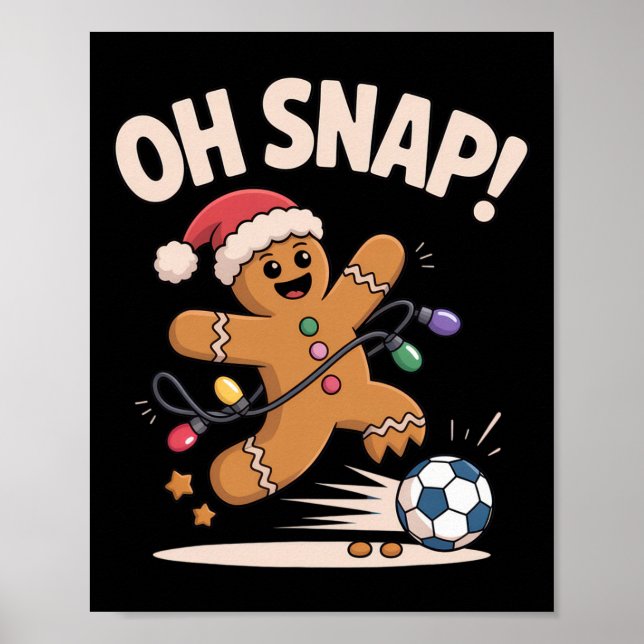 Oj Gingerbread-fotboll Rolig jul för Hol Poster (Framsidan)