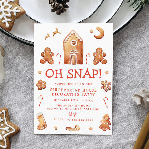 Oj Gingerbread House Dekorationsfest Inbjudningar
