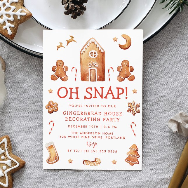 Oj Gingerbread House Dekorationsfest Inbjudningar (Skapare uppladdad)