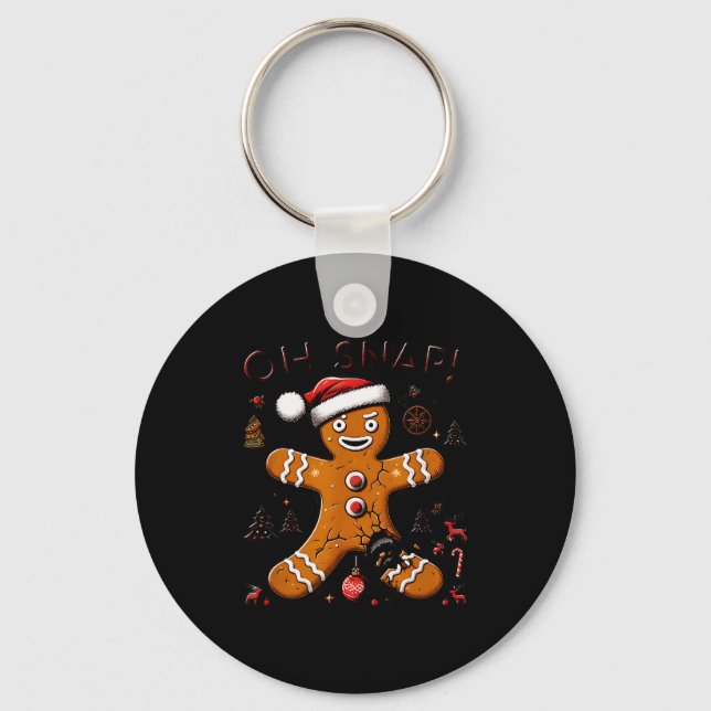 Oj Gingerbread Man Jul Roligt Kakor Fult Nyckelring (Framsida)