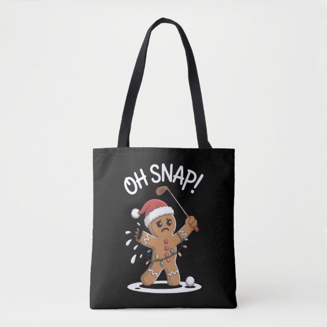 Oj Gingerbreadman Golfare Golf Jul Xmas Tygkasse (Framsida)