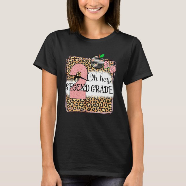Oj hej andra klass leopard tillbaka till skolan ba t shirt (Framsida)