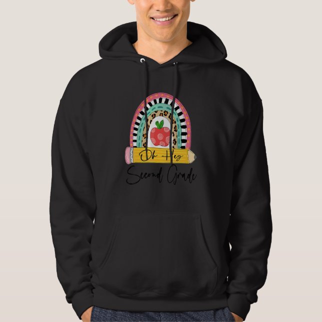 Oj Hej Andra Klass Regnbåge Tillbaka Till Skolan L Hoodie (Framsida)