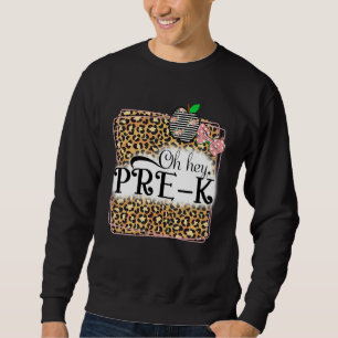 Oj Hej Pre K Leopard Tillbaka Till Skolan Barn Lär Lång Ärmad Tröja