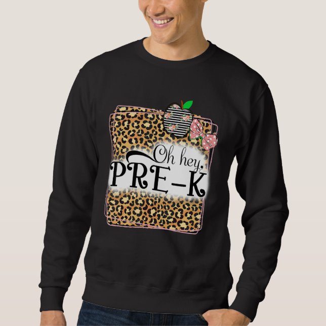 Oj Hej Pre K Leopard Tillbaka Till Skolan Barn Lär Lång Ärmad Tröja (Framsida)