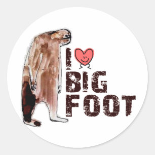 Oj! I KÄRLEK <3 BIGFOOT design Finfoot Bigfoot Runt Klistermärke
