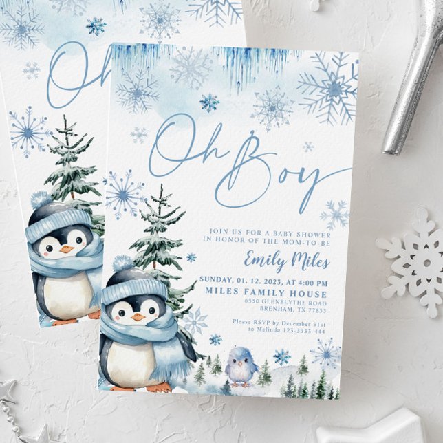 Oj, inbjudan till Vinterpenguin-babyduschen (Skapare uppladdad)