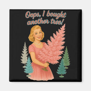 Oj, jag köpte ett annat träd Rolig retro jul Magnet