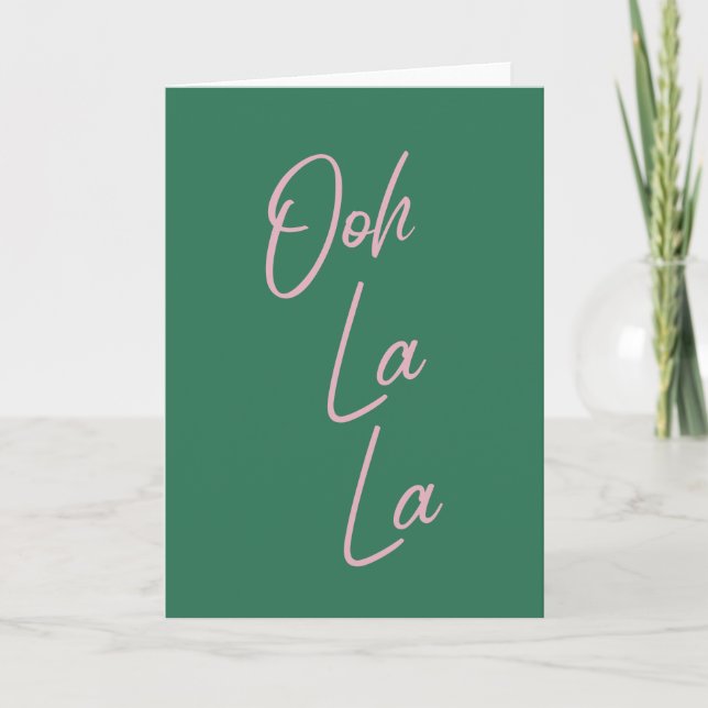 Oj La Funny Fransk Offert Rosa och Grönt Kort (Framsida)