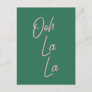Oj La Funny Fransk Offert Rosa och Grönt Vykort