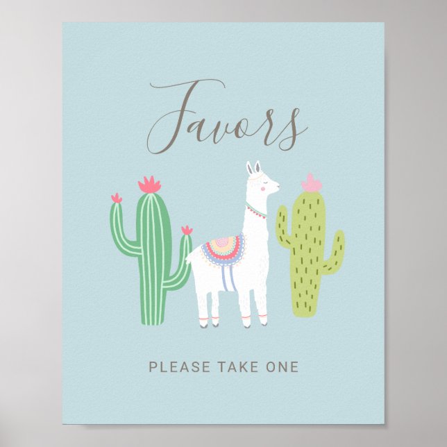 Oj La Llama Baby Shower Cute Favoriter-tecken Poster (Framsidan)