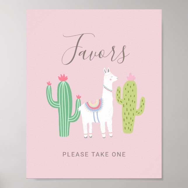 Oj La Llama Baby Shower Cute Favoriter Underskrift Poster (Framsidan)