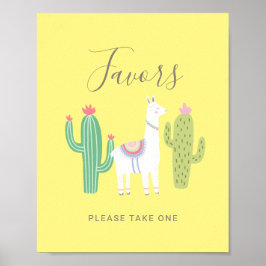 Oj La Llama Baby Shower Cute Favors-signatur gult Poster