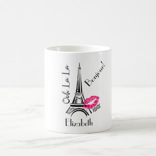 Oj La Paris Eiffel Torn med Rosa Läppar Kaffemugg