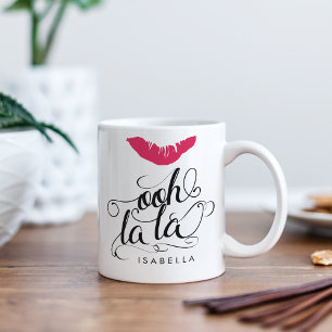 Oj La Shock rosa Lip Print Typography Kaffemugg