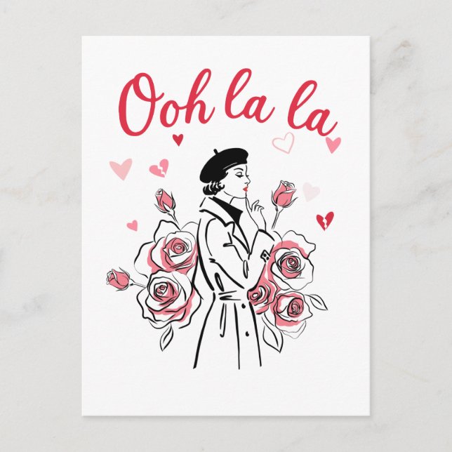 Oj Oj Oj Paris Flicka – Romantisk Fransk Estetik  Vykort (Framsida)