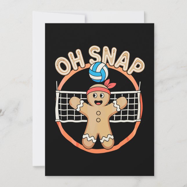 Oj, pepparkaksgubbe jul volleyboll Xmas Inbjudningar (Framsida)