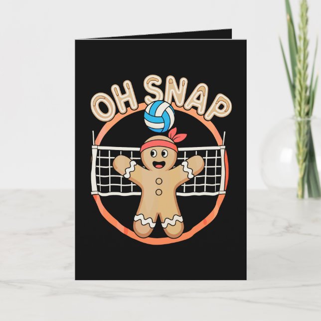 Oj, pepparkaksgubbe jul volleyboll Xmas Kort (Framsida)
