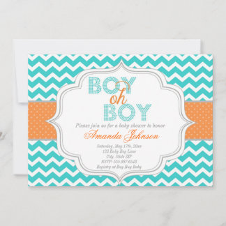 Oj, pojk Chic Chevron Baby Shower-inbjudan Inbjudningar