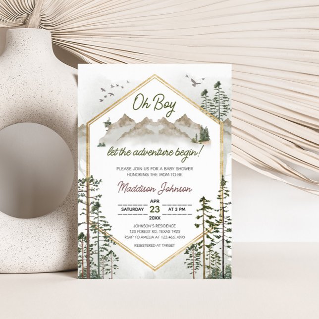 Oj pojke, äventyret börjar Baby Shower Inbjudningar (Let the Adventure Begin Baby Shower Invitation)