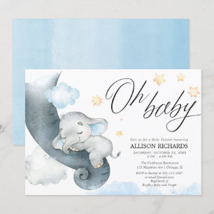 Oj, pojke elephant Blue gult babydusch Inbjudningar